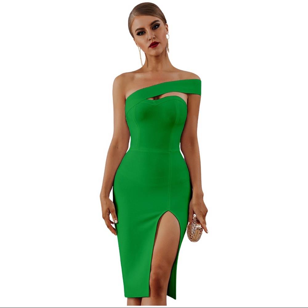 Green One Shoulder Bodycon Dress (S, M, L)